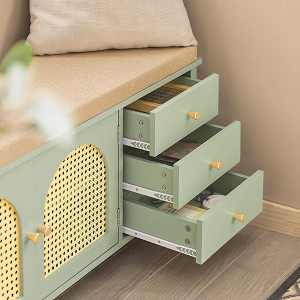 Rootz Modern Shoe Bench - Entrébænk - Opbevaringsorganisator - Luftgennemtrængelige gitterdøre - Justerbare hylder - MDF-konstruktion - 100 cm x 46 cm