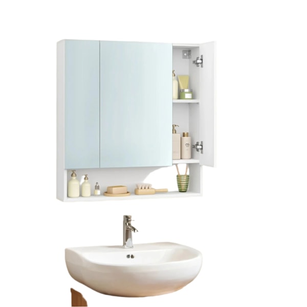 Rootz badeværelse skab - spejlkabinet - 3 -dørs badeværelse opbevaring - pladsbesparelse - 16,5 cm x 70 cm x 75 cm