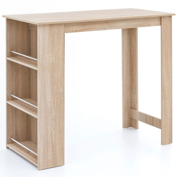 Rootz Sonoma 120 x 107,5 x 60 cm Barbord Træ køkkenbord - Bardisk med integreret hylde - Bar Bistro Bord Køkken Rektangulært - Festbord træbord - Vægm