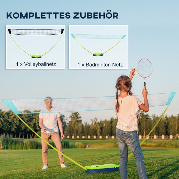 Rootz SPORTNOW 3-delt sæt Badmintonnetsæt - Volleyballnetsæt - Bærbart sportsnet - Højdejusterbart - Praktisk opbevaring - 400 cm x 22,4 cm x 155 cm -