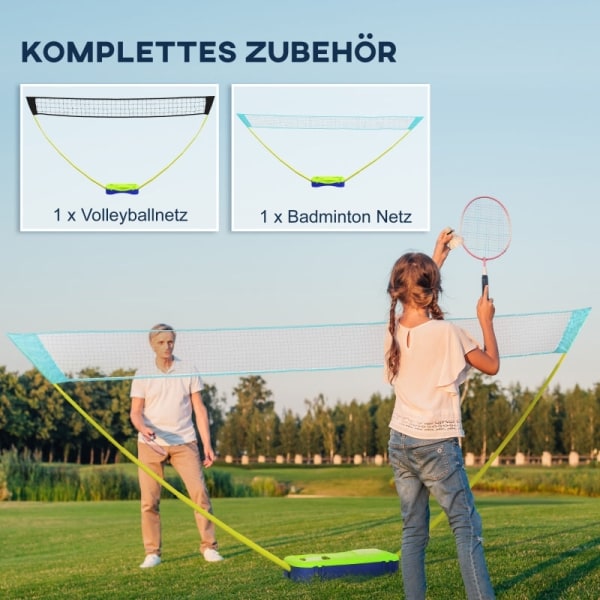 Rootz SPORTNOW 3-osainen sulkapalloverkkosetti - Lentopalloverkkosetti - Kannettava urheiluverkko - Säädettävä korkeus - Kätevä säilytys - 400 cm x 22