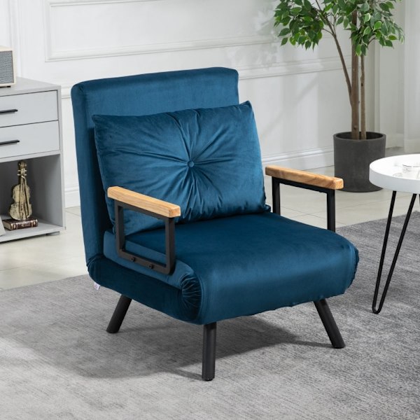 Rootz Afslapningsstol - Hvilestol - Læsestol - Justerbart ryglæn i 5 niveauer - Ekstra pude - Stålramme - 63W x 73D x 81H cm (Sofa) / 185W x 63D x 26H