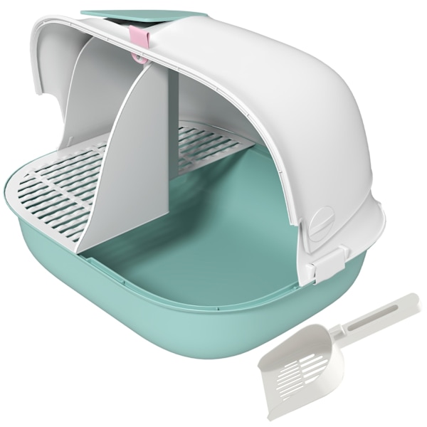 Rootz Cat Litter Box med låg - kitty kuldboks - kattehjælpssystem - lugtkontrol - 58 cm x 46 cm x 39 cm