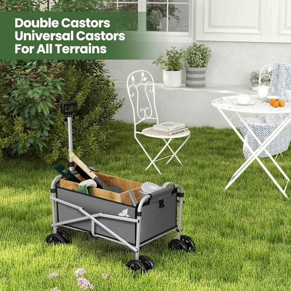 Taitettava Rootz-käsikärry - Utility Wagon - Ulkokäyttöön tarkoitettu vaunu - Kompakti ja kannettava, maastopyörät, suuri kantavuus - 86 cm x 93 cm x