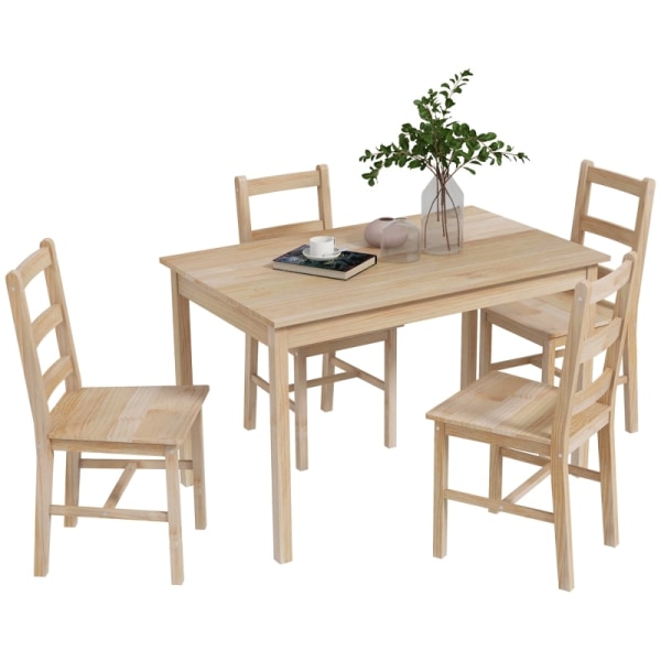 Rootz 5-delad matbordsset - Matsalsmöbler - Matsalsset i furu - Utrymmesbesparande design - Högkvalitativa material - Golvskydd - Bord: 118L x 73W x 7