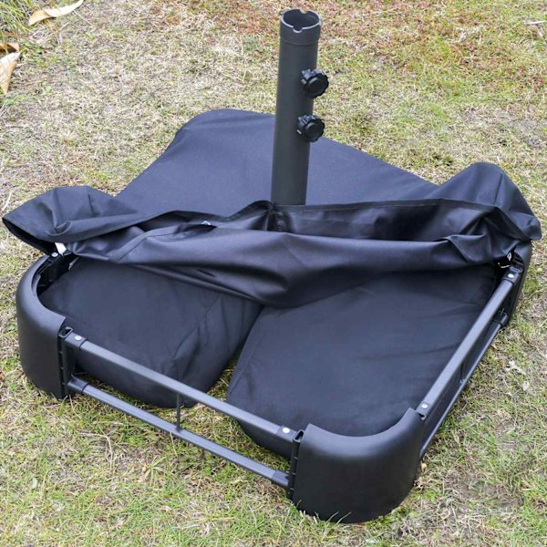 Rootz Parasol med Parasol Stand - Grå - Stål, Polyester, Abs - cm x cm x 94,48 cm