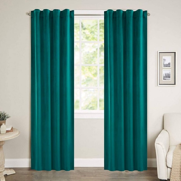 Rootz Luxury Velvet Mörkläggningsgardiner - Draperier - Sekretessgardiner - Högkvalitativ sammet - Ljusblockerande - Energieffektiv - Enkel installati