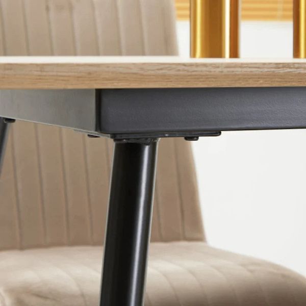 Rootz Scandi Design Matbord - Köksbord - För 4 personer - Trälook - Natur + Svart - 140 cm x 80 cm x 76 cm