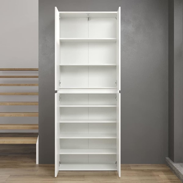 Rootz Multi-purpose Wardrobe - Storage Cabinet - Clothes Organizer - Modern Closet - Spacious Cupboard - Household Unit - White - 74 x 191 x 34 cm