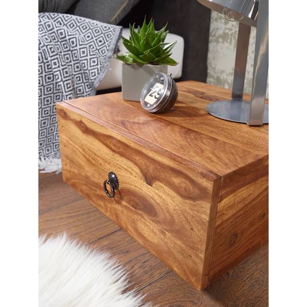 Rootz design sengebord massivt træ sheesham 40x40x25 cm - Moderne sengebord kommode - Natbord natbord i naturtræ