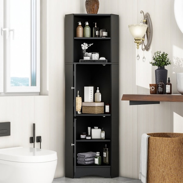 Rootz-kulmakaappi - Kylpyhuoneen säilytystila - Säädettävä hylly - Kosteudenkestävä - 36,5L x 36,5L x 155K cm