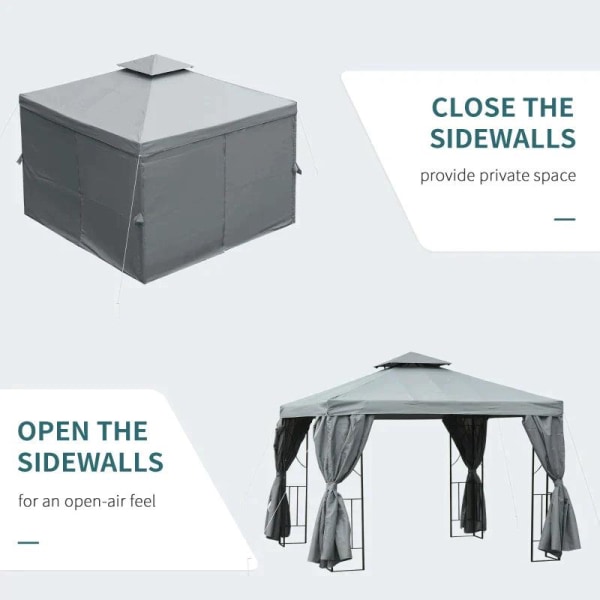 Rootz Metal Gazebo - Trädgårdspaviljong - Bröllopsfestpaviljong - 295 cm x 295 cm x 270 cm