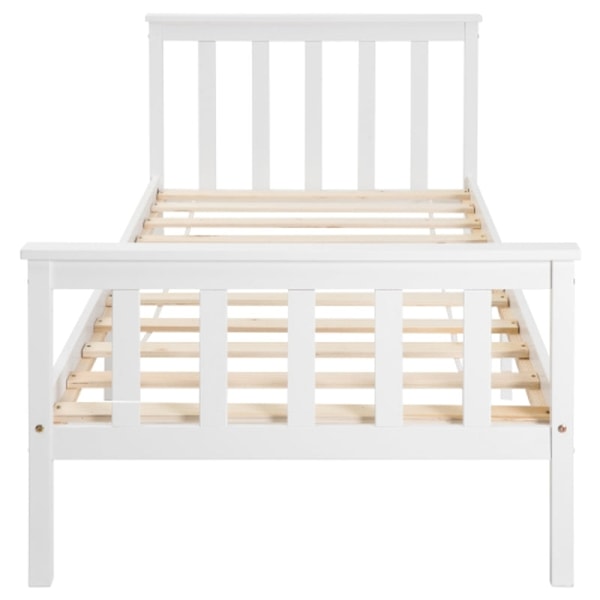 Rootz White Enkelsäng - Minimalistisk sängram - Elegant Pine Bed - Hållbar design - 208L x 96W x 82H cm