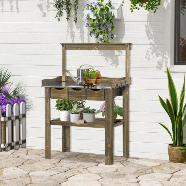 Rootz Planteringsbord - Trädgårdsbord med tre lådor och bänkskiv