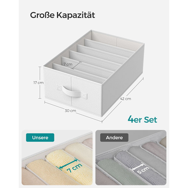 Rootz Classic White garderobeskabe - Opbevaringsbeholdere - Ikke-vævet stof - Papindsatser - 42 cm x 30 cm x 17 cm
