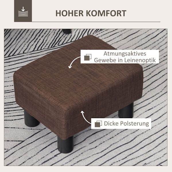 Rootz stilfuld skammel med stofbetræk - Fodstøtte - Sofabord - Komfortabel siddeplads - Alsidig brug - Gulvbeskyttelse - 40W x 30D x 24H cm - Linnedst