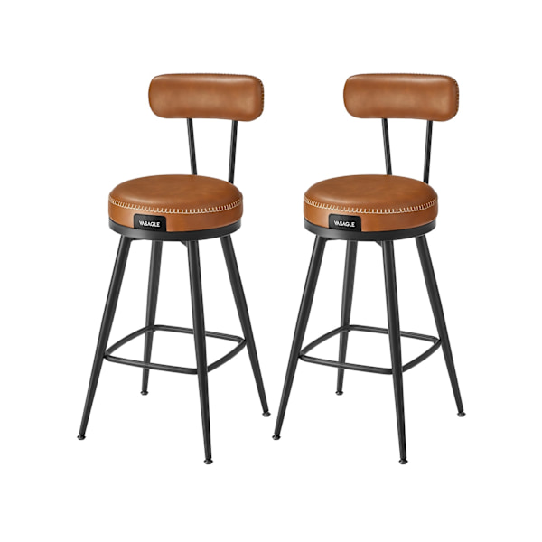 Rootz EKHO Collection - Barstolsset - Stolar i konstläder - Stålstomme - Karamellbrun - 54 cm x 54 cm x 91 cm - 120 kg Kapacitet