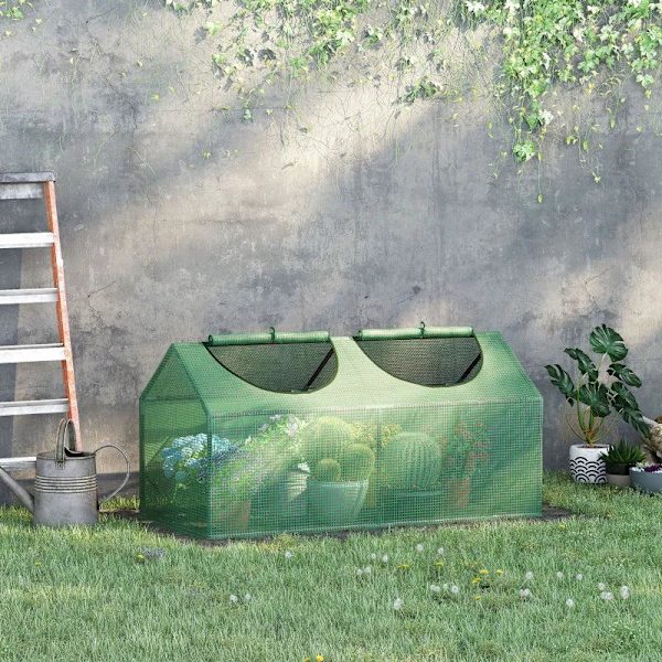 Rootz Mini Greenhouse - Litet växthus för utomhusbruk med slitstarkt PE-skydd - Observationsfönster - Grön - 119 x 60 x 60 cm