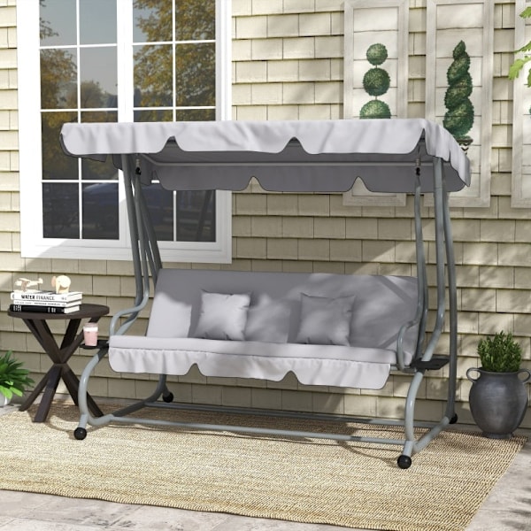 Rootz Hollywood Gynge - Havegynge - Verandagynge - 3-personers gynge - Cabriolet liggestol - Justerbar baldakin - 200 cm x 120 cm x 164 cm