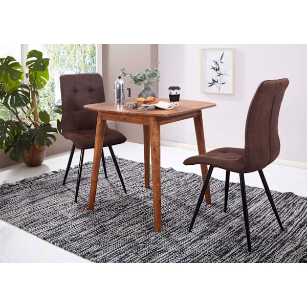 Rootz rumsmatbord Sheesham 80x78x80 cm massivt träbord - Designer köksbord trä - Massivt träbord Rustik - Matbord Massivt äkta trä Modernt