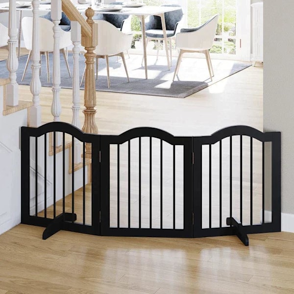 Rootz Dog Gate - Dog Barrier Safety Gate - Hundevagt - 3-delt gitter - Barrier Door Safety Gate - Sort - 154,5 x 29,5 x 61 cm