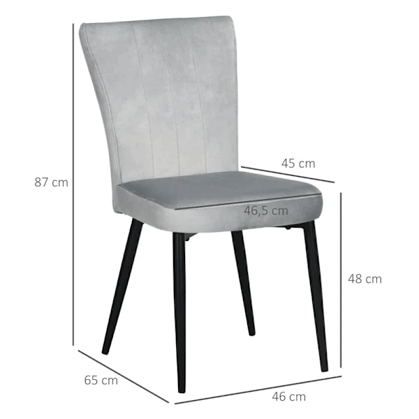 Rootz Set med 4 matsalsstolar - Accentstolar - Kök och matrum - Stolset - Sammetslook - Ljusgrå + Svart - 46L x 65W x 87H cm