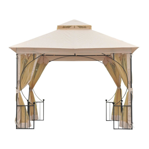 Rootz Castile Garden Gazebo - Svart, Brun - Metall, Polyester - 118,11 cm x 118,11 cm x 108,27 cm