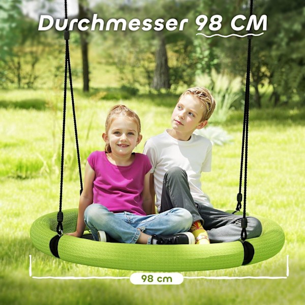 Rootz Round Garden Swing - Pesä Swing - korin istuin - 150 kg joustava - Ø98 x 190h cm