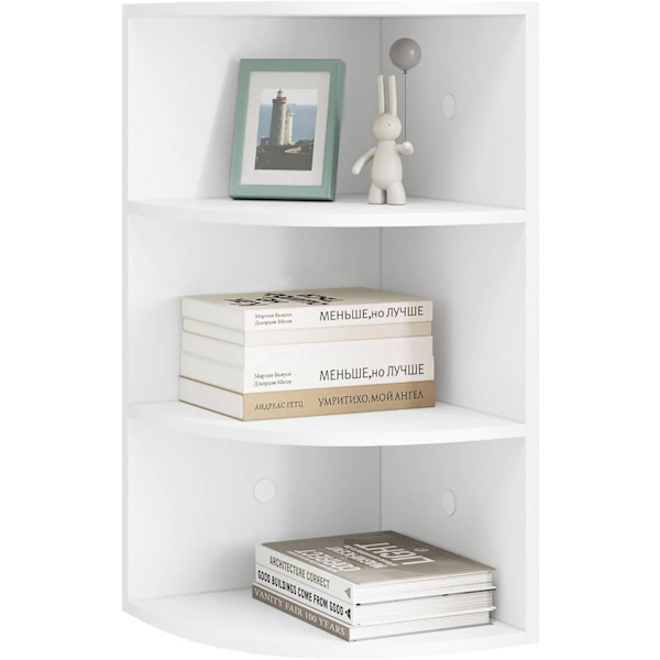 Rootz Hanging Corner Hylde - Hvid vifteformet væghylde - Multi-Tier Opbevaring - E1 Engineered Wood - Pladsbesparende - 30 cm x 60 cm x 30 cm