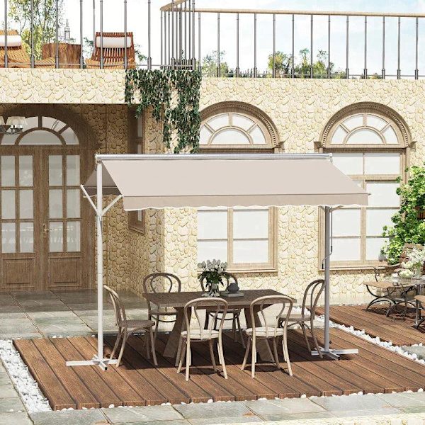Rootz Markise - Standmarkise - Havefortelt - Foldearmshåndsving - Beige - 3x3m