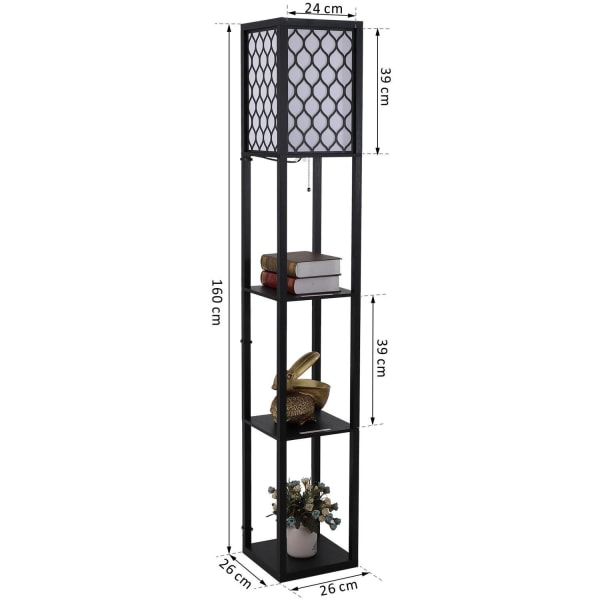 Rootz gulvlampe - sort - konstrueret træ, stof - 10,23 cm x 10,23 cm x 14,17 cm