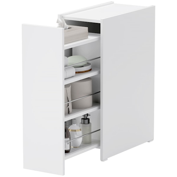 Rootz smalle badeværelseskab - gulvskab - fritstående opbevaring - let glidedybe skuffer - 47 cm x 25 cm x 66,5 cm