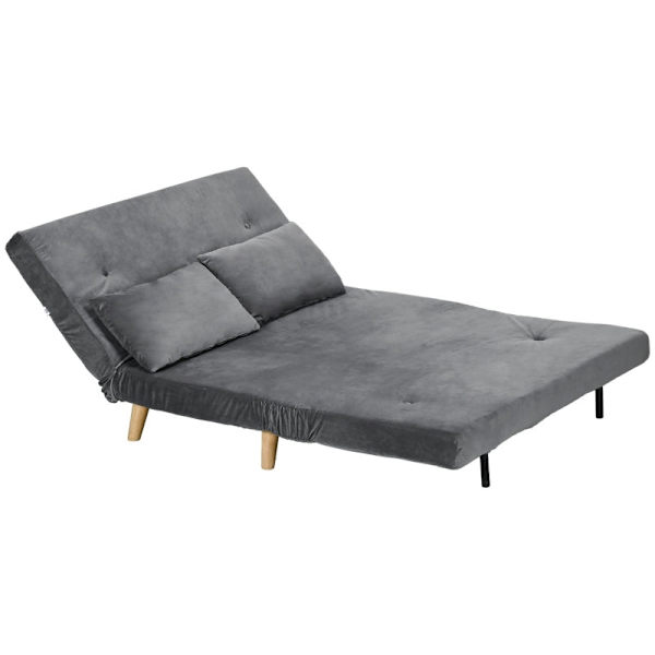 Rootz Velvet Bäddsoffa Stol - Sleeper Chair - Fåtölj - Andas tyg - 130cm x 78cm x 79cm - Grå