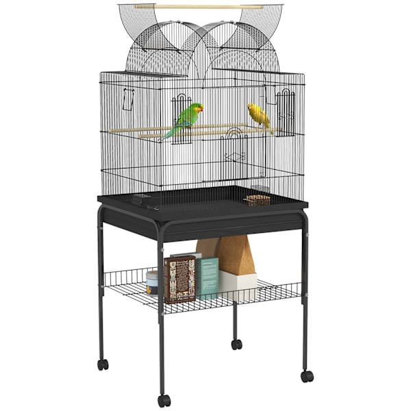 Rootz Mobile Bird Cage - Kanarian ja budgie -elinympäristö - Kestävä metalliverkko - Sileä liikkuvuus - 63 cm x 53cm x 144 cm