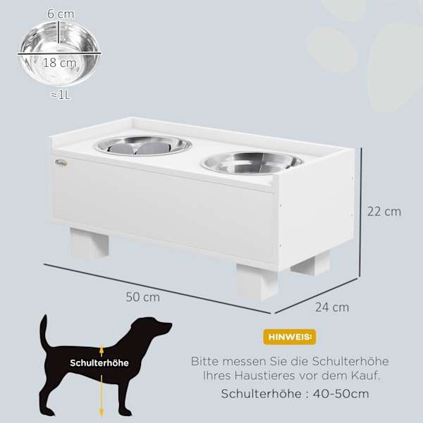 Rootz Elevated Dog Feeding Station - Pet Feeder - Dog Bowl Stand - Fremme sund spisning - 50 cm x 24 cm x 22 cm - Opbevaring og langsom feedermåtte, h