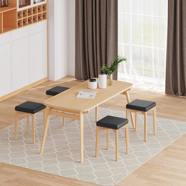 Matstol Rootz - Sittplatser i trä - Kökspall - Inredning i bokträ - Hemmastol - Stapelbar sits - Rumsmöbler - Träkorn + Svart - 18,3x18,1x6,5 tum