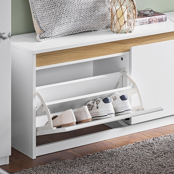 Rootz Skobänksförvaring - Skoställ - Entrébänk - MDF-material - 104cm x 47cm x 30cm - Organisera skor/tillbehör - Utrymmesbesparande