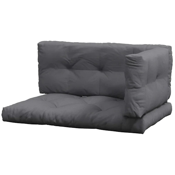 Rootz Havesædehynder - Havemøbler - Vejrbestandig - Knapsyning - Rygpude - Sidepude - Polyester - Mørkegrå - 120cm x 80cm x 12cm