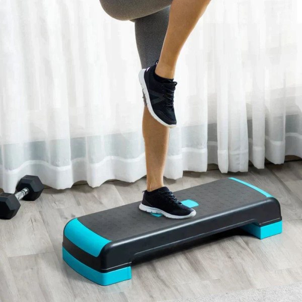 Rootz Aerobic Stepper - Säädettävä Harjoitus Stepper - 3-vaiheinen - Säädettävä korkeus - Liukumaton Step Board - Koti ja toimisto - Musta + sininen -