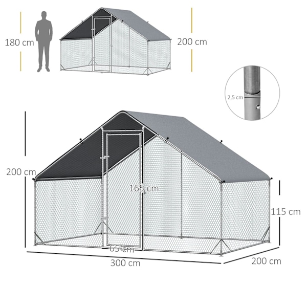 Rootz Outdoor Chicken Coop - Poultry House - Animal Inclosure - Weatherproof Protection - 3M x 2M x 2M