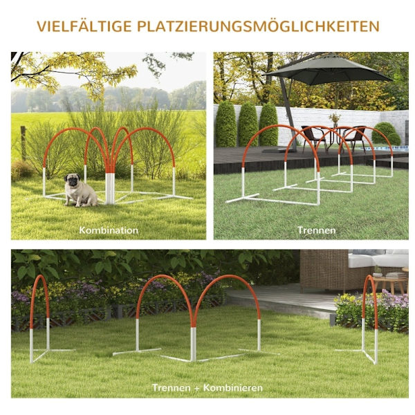 Rootz 4-delt hundeagilitysæt - hundeforhindringsbane - Udstyr til træning af kæledyr - 600D Oxford bæretaske - forbedrer koordinationen - 89 cm x 69 c