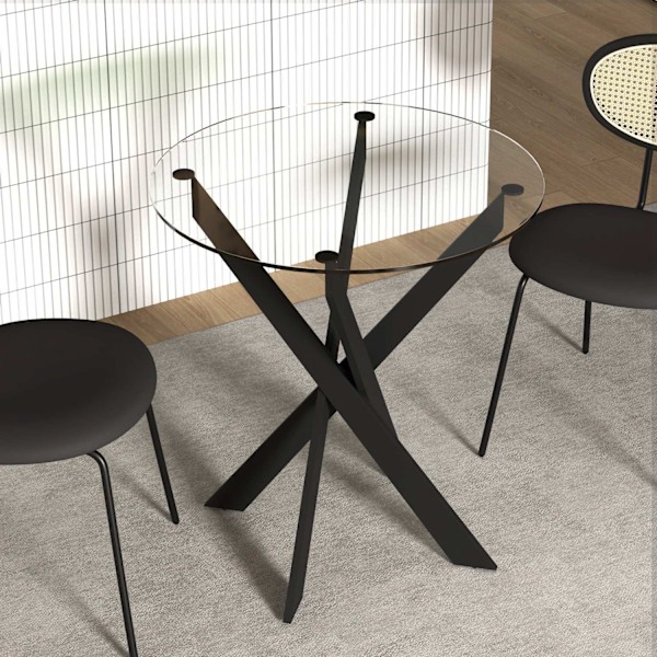 Rootz Modern Glass -Migg -pöytä - Ruokapöytä - Keittiön pöytä - naarmuresistentti - 70 cm: n halkaisija x 75 cm korkeus