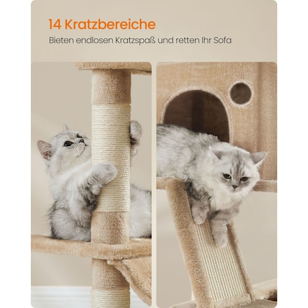 Rootz stor skrapstolpe - Cat Tree - Multi-level Scratcher - Chipboard Plysch Sisal - 60cm x 50cm x 206cm