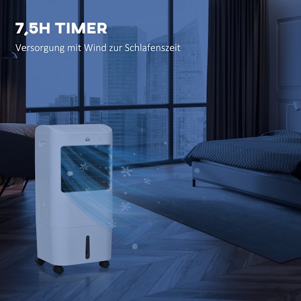 Rootz Air Cooler - Aircondition - 3 Metoder - 7,5 timers timer - Rulle plastik - 37b x 32t x 78H cm - Ideel til sommervarme