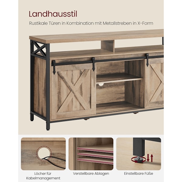 Rootz TV -kabinet - Stand - Media Console - Robust stål - 40 x 147 x 76 cm - Op til 65 "TVS - Brown Black