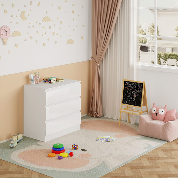 Rootz babyskifteløsning - Nursery nødvendighed - Bleglæde - Babypleje Essential - Hvid og blank - Pladsbesparende design - Kompakte dimensioner