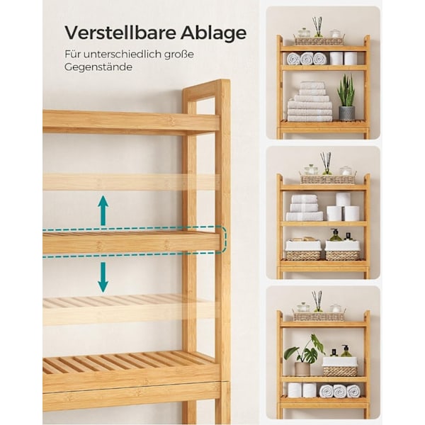 Rootz Bamboo toilethylde - Organizer til badeværelset - Opbevaringsstativ - Miljøvenlig - Pladsbesparende - Nem montering - Naturlige farver - 26 cm x