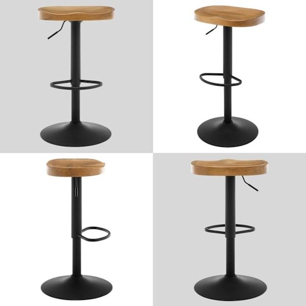 Rootz Barstolsset i trä - Vridbara pallar - Köksstolar - Furu - Vridbar sits - Justerbar i höjdled - 41,5 cm x (60-81 cm) x 31,5 cm