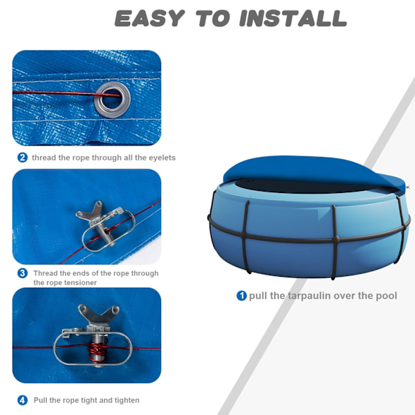 Rootz Pool Cover - Pool Protector - Swimming Pool Presenning - Pool Guard - Vandtæt skjold - Pool Barrier - Pool Safeguard - Blå - 17,7 x 14,6 x 2,3 t