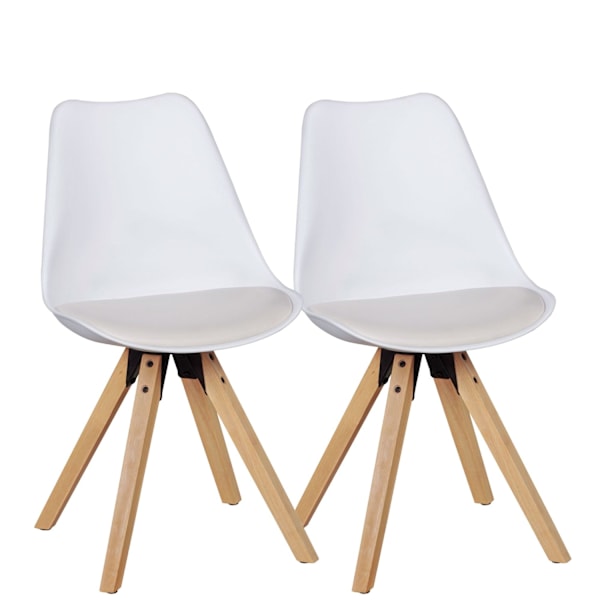 Rootz 2-osaiset ruokapöydän tuolit - Keittiötuolit - Modernit tuolit - Tyylikäs kangaspäällinen - 49 cm x 87 cm x 52 cm - Valkoinen - Huopaliittimet -